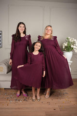 Pleated Bunches Dress In Plum Dresses  - Sowears
