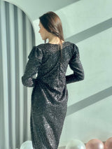 back of black sequence dress by sowears