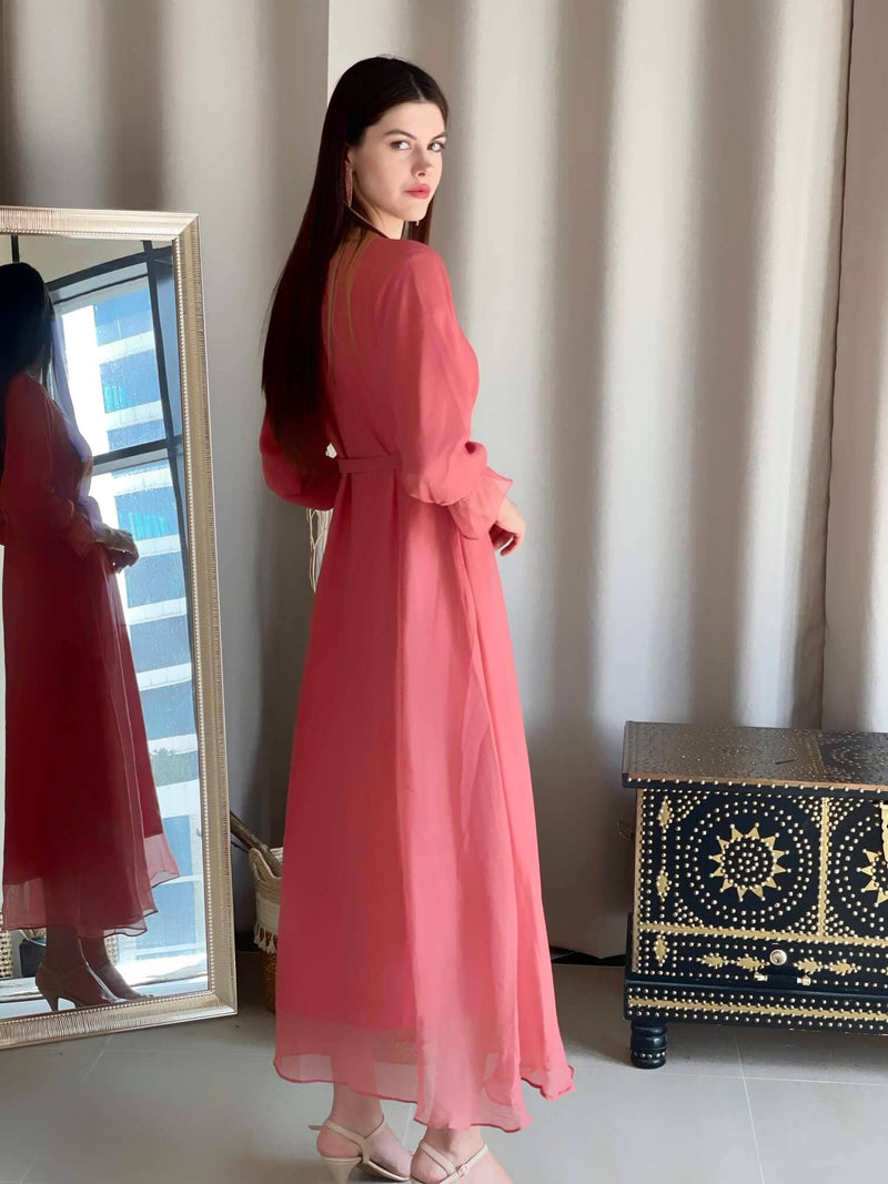 Tea Pink Solid Dress Dresses  - Sowears