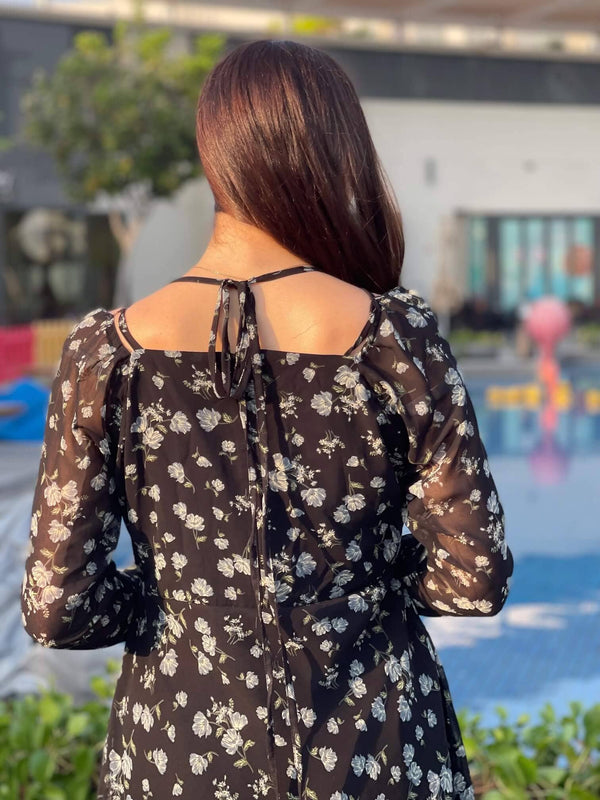 Tri Dress In Black Floral Tri Dress In Black Floral