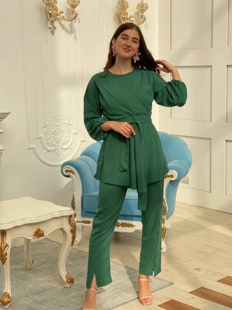 emerald green co ord set by sowears