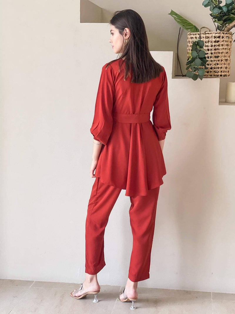 Two Piece Separates In Rust Dresses  - Sowears