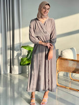 Velvet Dress In PasGrey Dresses  - Sowears