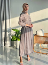 Velvet Dress In PasGrey Dresses  - Sowears