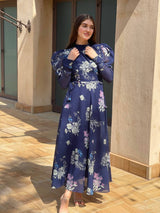 Victoria Dress In Blue Floral Dresses  - Sowears