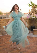 whimsical sky blue net dress by sowears