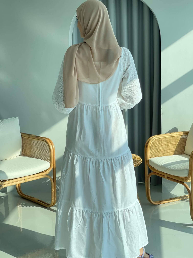 White Chiken Embroidered Dress Dresses  - Sowears