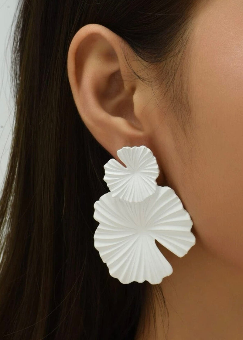 Lotus White Earrings Earrings  - Sowears