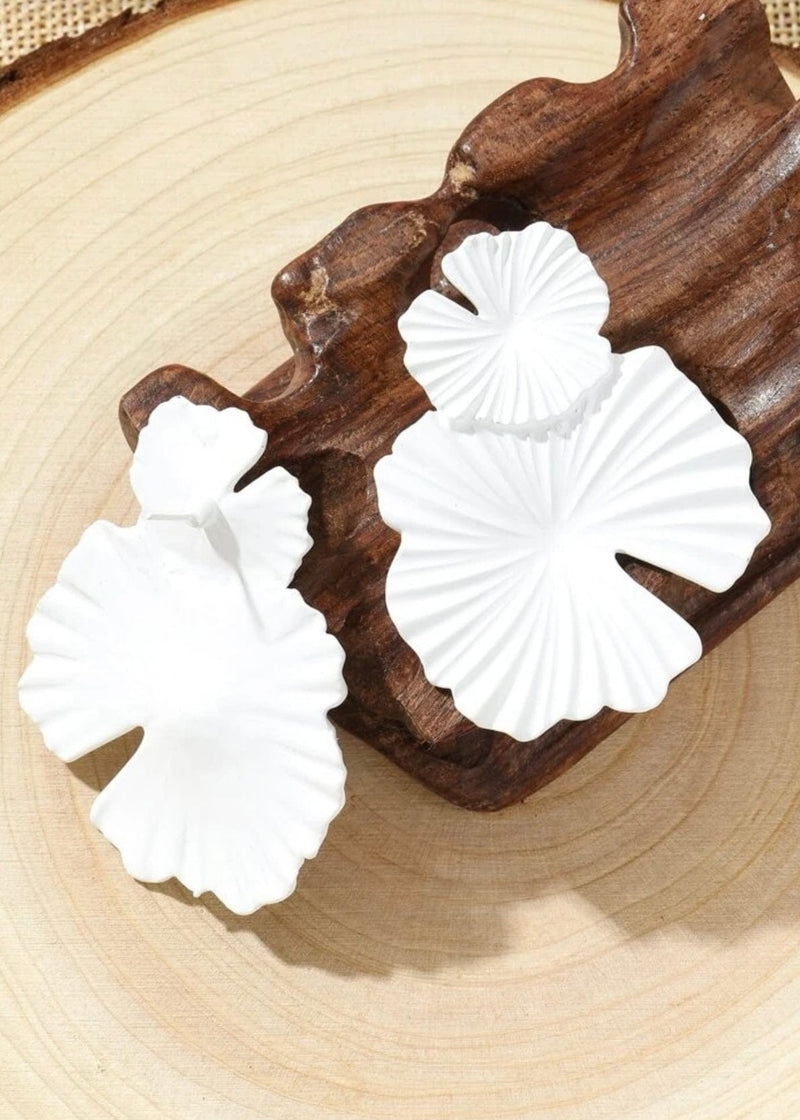 Lotus White Earrings Earrings  - Sowears