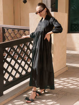 Rasario Black Cotton Dress  - Sowears