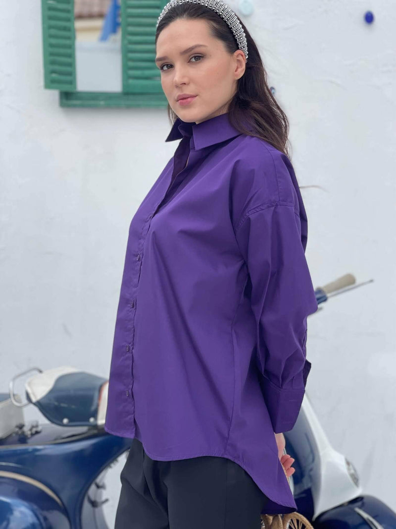 Button Down Shirt In Purple shirts  - Sowears