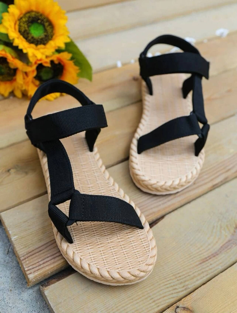 Black Strap Sandals Shoes  - Sowears