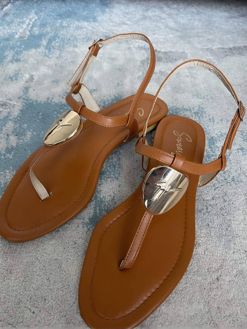 Brown Strap Slides Shoes  - Sowears