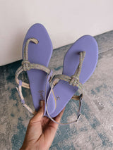 purple flat sandals by sowears