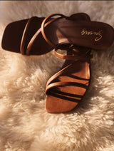 Wavy Strap Heels In Brown Shoes  - Sowears