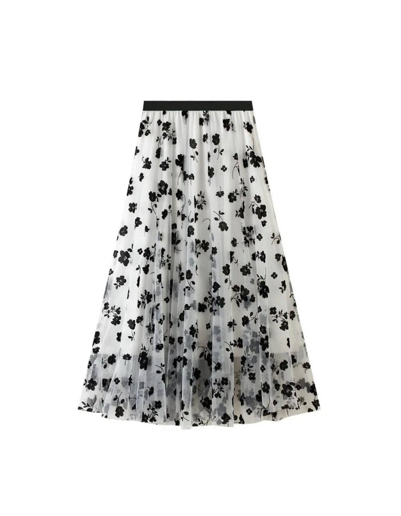 White Embossed Skirt skirt  - Sowears